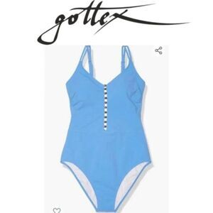Profile by GOTTEX One Piece Bondi Blue Swimsuit size 6 "Maharani" V neck…